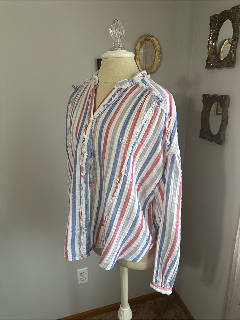 We The Free Striped Valley Double Cloth Striped Button Down - Picture 3 of 7